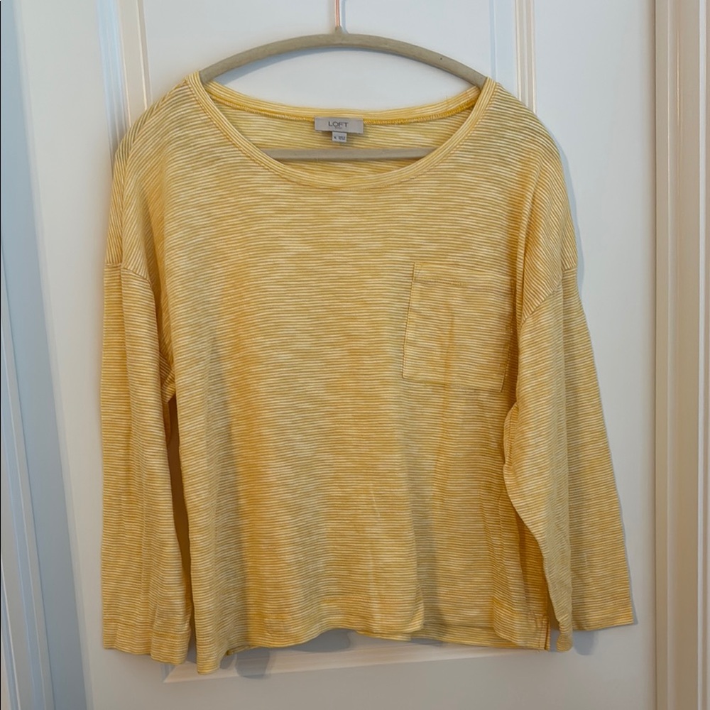 LOFT Mustard Striped Pocket Top
